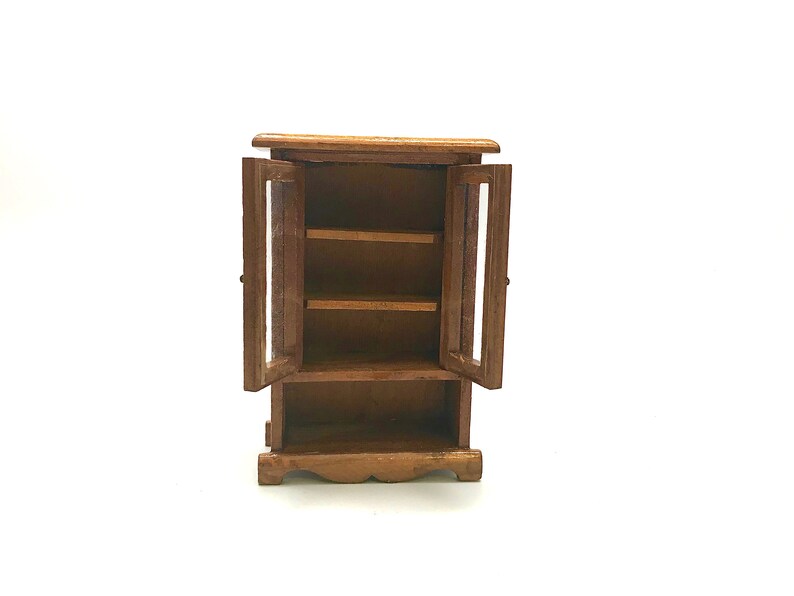 Furniture Liquor Cabinet Wood Dollhouse Curio Cabinet Maple China 1:12 Scale Storage Cabinet Miniature
