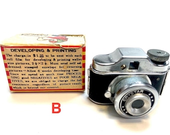 Vintage Crystar Miniature Mini Novelty Spy Camera, With Box, Mini