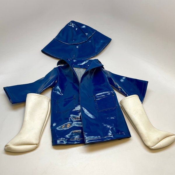 Vintage Sasha Doll Raincoat, #804 433-721, Sasha Complete Blue Raincoat and White Boots, Circa 1977
