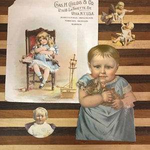 Victorian Advertising Ephemera, Promotional, Vehicles, Harnesses, Bicycles, Advertising, Lithograph, Illustration, Paper Scraps, Early 1900