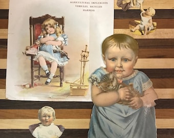 Victorian Advertising Ephemera, Promotional, Vehicles, Harnesses, Bicycles, Advertising, Lithograph, Illustration, Paper Scraps, Early 1900
