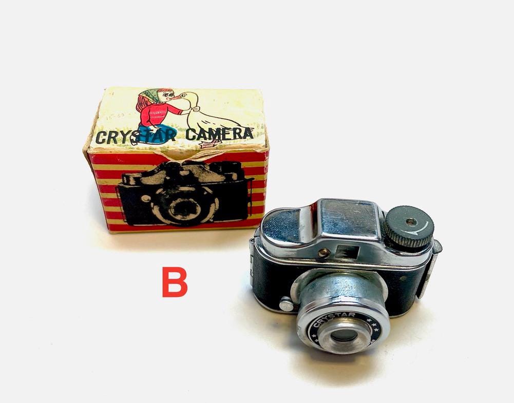 Vintage Crystar Miniature Mini Novelty Spy Camera, With Box, Mini