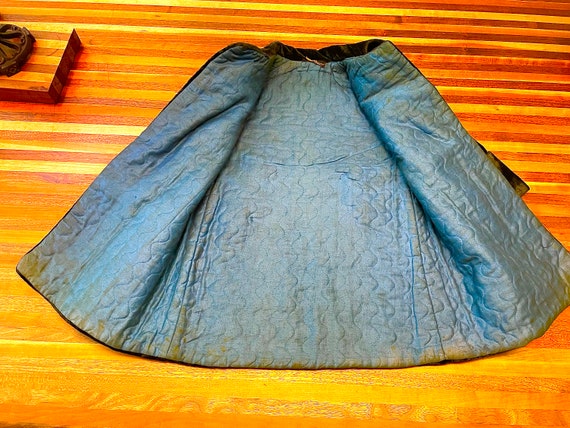 Edwardian Childs Silk Velvet Coat, Black, Blue Si… - image 2