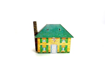 Built-Rite WW11 Era HO Cardboard Village, House #6, Putz Village House, Cardboard Excellent Color and Condition, 1940