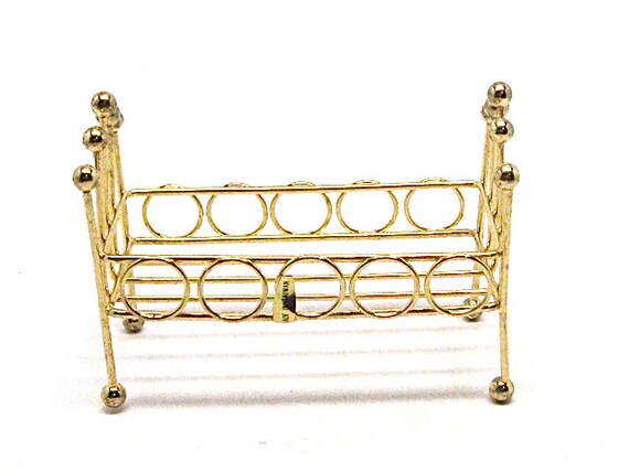 Dollhouse Brass Baby Bed Crib Doll Bed Furniture Brass Etsy