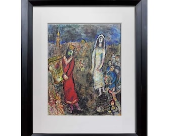 Marc CHAGALL Color Lithograph LIMITED Ed. "David et Bethsabee" Sign w/FRAME
