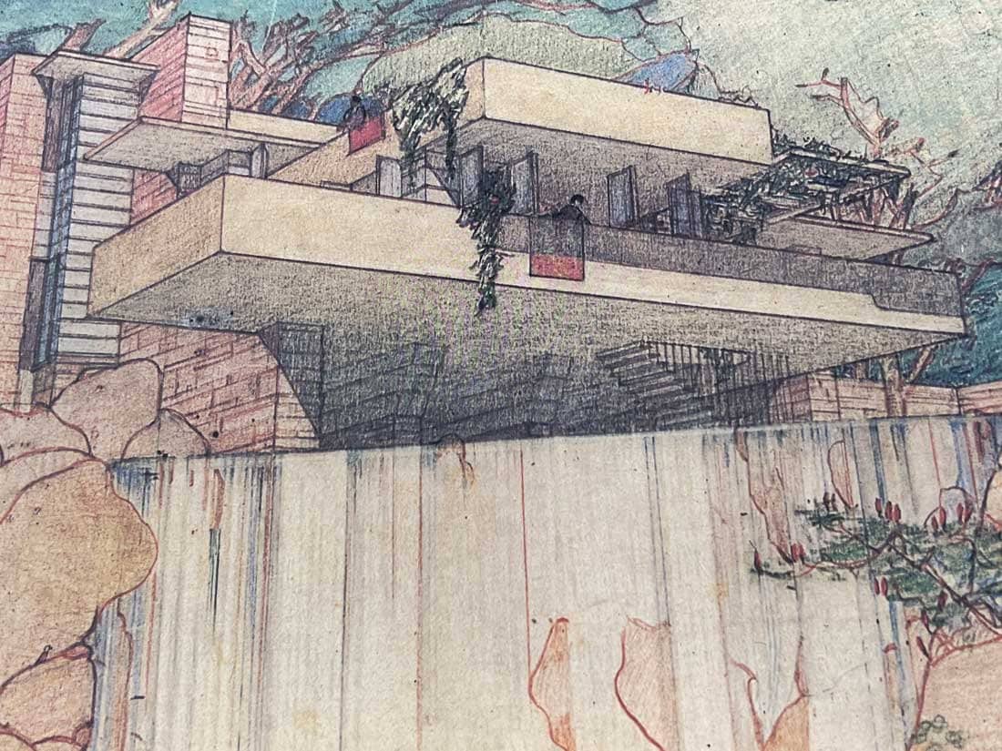 Frank Lloyd Wright 落水荘絵画 Fallingwater Frank Lloyd Wright by JC Richard Ltd x/200