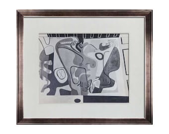 Le CORBUSIER Lithograph Limited Edition &quot;Deux Figures...&quot; w/Frame