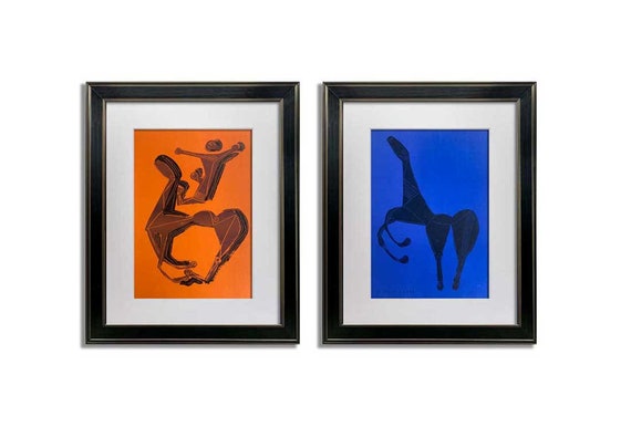 Marino Marini、quadriga、希少画集画、新品額装付 marini-marino-bunter-reiter-ii