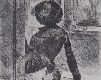 Edgar DEgas Limited Edition LITHOGRAPHIE ~ "Au Louvre...Mary Cassatt" mit Bilderrahmen."