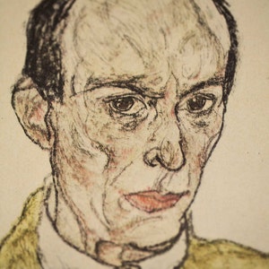 Egon SCHIELE Lithograph Signed ed LTD Ed Portrait Arnold Schonberg 1917 image 1