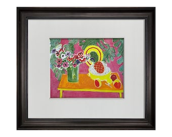 【ちぎり絵】風景画 額装品 MJサイン入り！ アンリ・マティス オリジナルサイン入り「チューリップ」リトグラフ