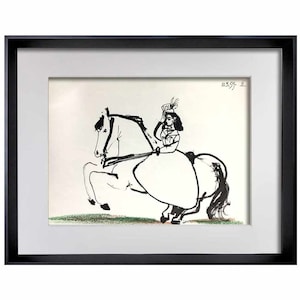 パブロ・ピカソ 限定版リトグラフ スケッチブック「8/11/55 V」額装