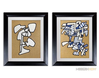 2 Jean Dubuffet LITHOGRAPH Limited EDITION - Vacuum Forms (set of 2) + FRAME