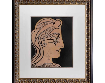 Pablo Picasso LINOGRAVURE Ltd Edition - &quot;Tete de femme&quot; 1959 w/Frame