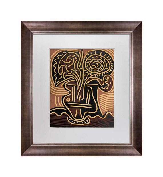 Pablo Picasso、Verre et vase de fleurs PABLO PICASSO RARE 1990 SILKSCREEN PRINT FRAMED FRENCH