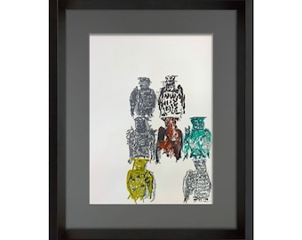 Jean-Paul Riopelle Original Color Lithograph Limited Ed. 1970 (Owls) + Archival Frame