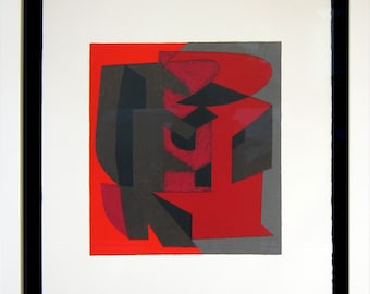 Victor VASARELY Original LITHOGRAPH Limited Ed. on RIVES w/Frame