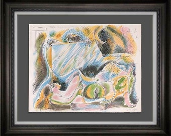 Andre MASSON Lithograph HAND Signed Limited no. 108 ORIGINAL w/Archival Frame