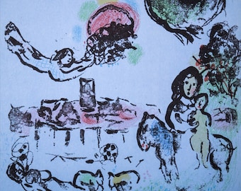 Marc CHAGALL Lithograph Limited Edition ORIGINAL 1963 w/Cat Ref c56 & FRAME Included