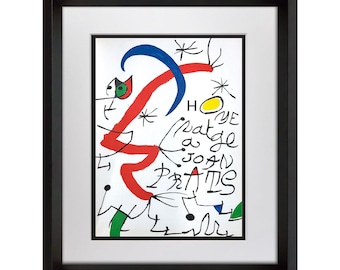 Litografía original numerada de edición limitada de Joan Miró, 1975. Litografía original de edición limitada 71/100. Marco con certificado de autenticidad.