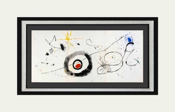 ジョアン・ミロ作、オリジナル三連画カラーリトグラフ、1963年制作