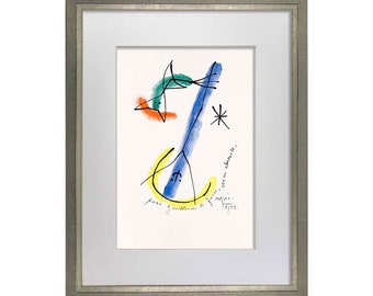 Joan MIRO Original Lithograph SIGNED w/Inscription &quot;Guillermo de Torre..&quot; w/FRAME w/ Cat.Ref c56