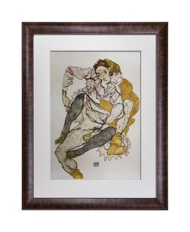 Egon Schiele Lithografie Liebespaar 1915 Bild 1