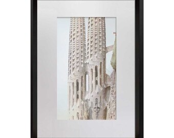Antoni GAUDI lithograph LIMITED Ed. "La Sagrada Familia" ~ Frame Included