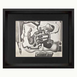 Le CORBUSIER Lithograph &quot;La main rouge&quot; SIGNED 1930 * Custom Frame
