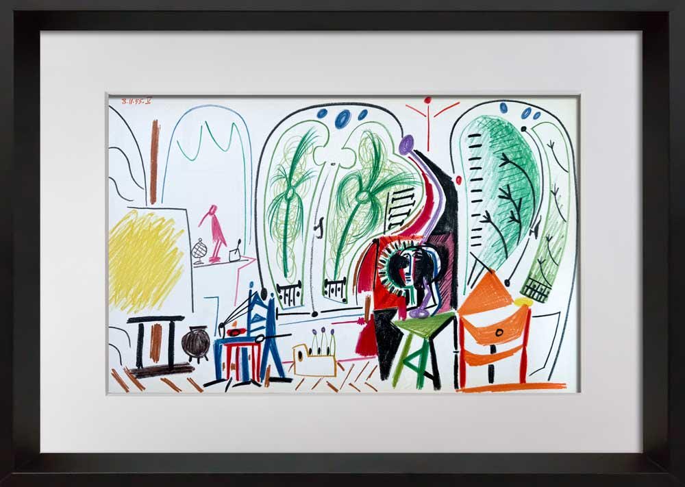 パブロ・ピカソ 限定版リトグラフ スケッチブック「8/11/55 V」額装