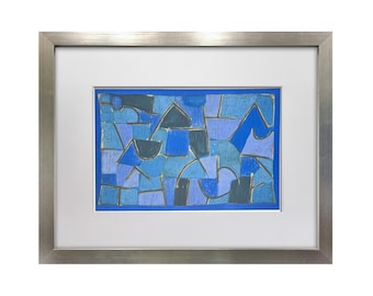 Litografía de edición limitada "Blue Night" de Paul Klee, década de 1940. Certificado de autenticidad. Enmarcada.