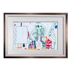 Pablo PICASSO Limited Edition Lithograph Studio Sketchbook &quot;8/11/55&quot; w/Frame