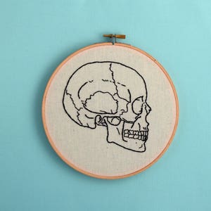 anatomically correct, skull, embroidery, medical textbook, skull diagram, science art, wall decor, skeleton, room decor, office decor, decor image 1