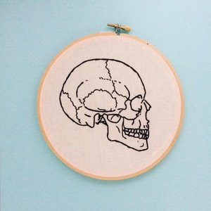 anatomically correct, skull, embroidery, medical textbook, skull diagram, science art, wall decor, skeleton, room decor, office decor, decor image 3