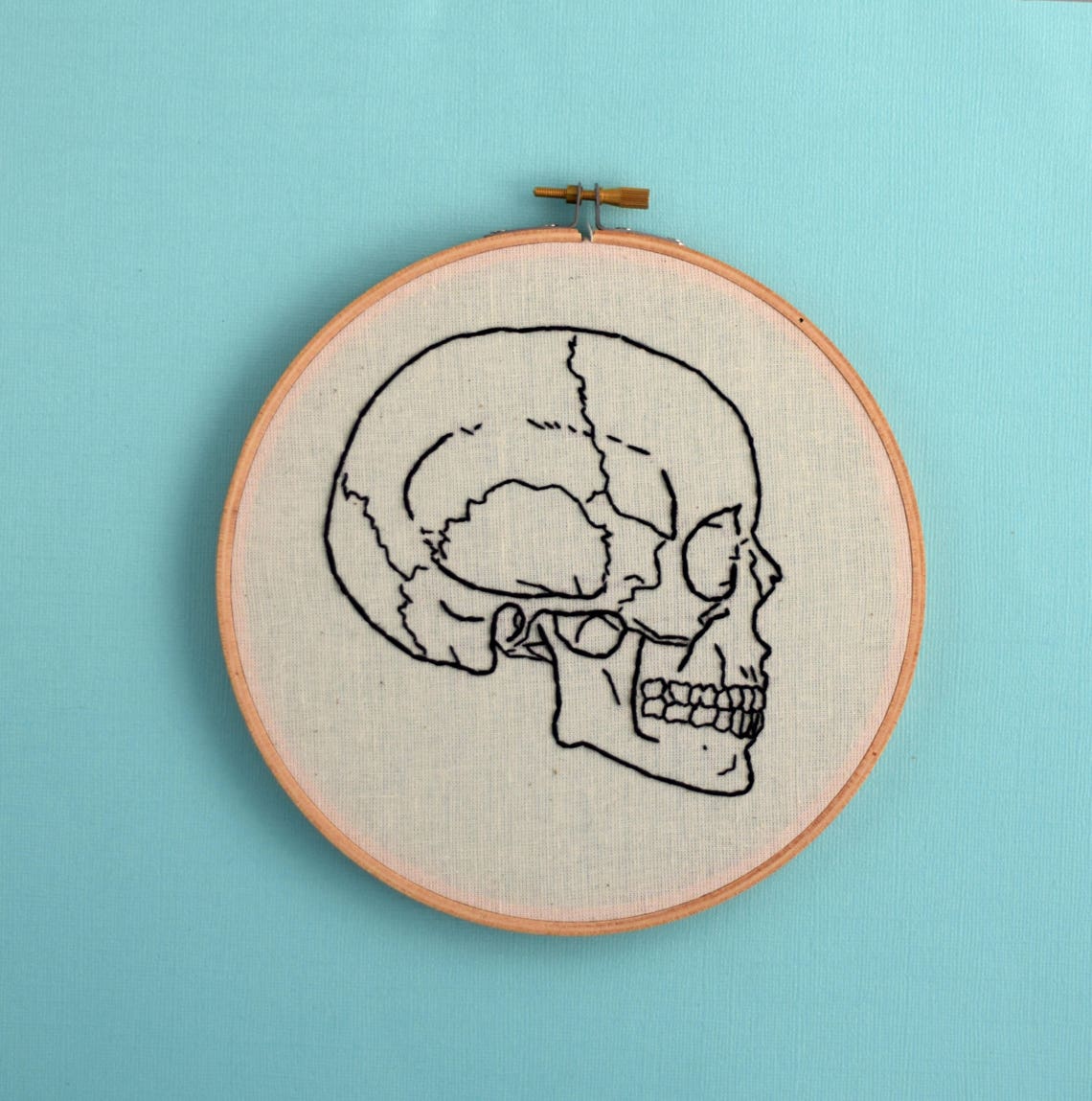 Anatomically Correct Skull Embroidery Medical Textbook Etsy