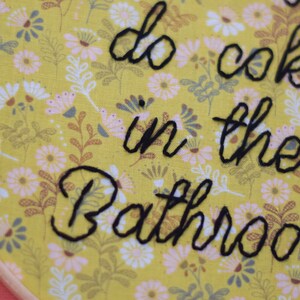 please dont do coke in the bathroom, unwelcome sign, floral, bathroom decor, wall art, wall decor, anti drug, drug free, xvx, cocaine, ochre image 2