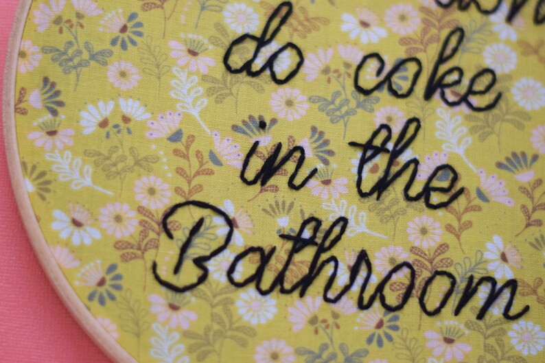please dont do coke in the bathroom, unwelcome sign, floral, bathroom decor, wall art, wall decor, anti drug, drug free, xvx, cocaine, ochre image 2
