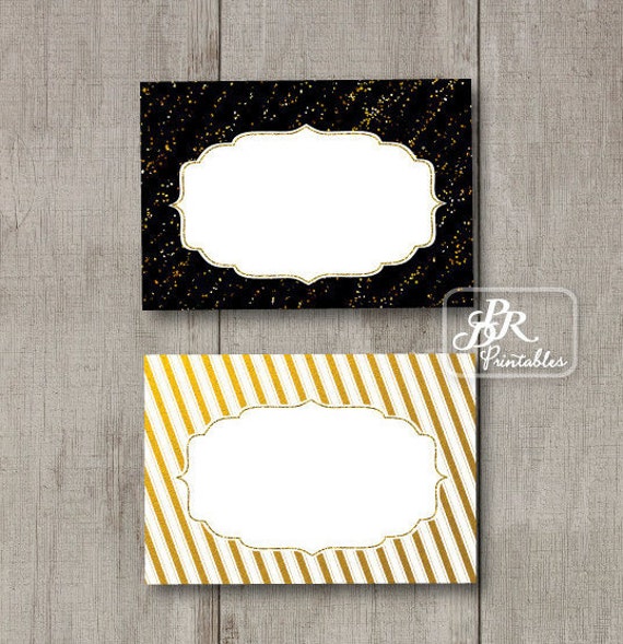 black and gold tent cards buffet labels printable gift tags blank party printables diy place cards wedding food cards bling glam buffet labels