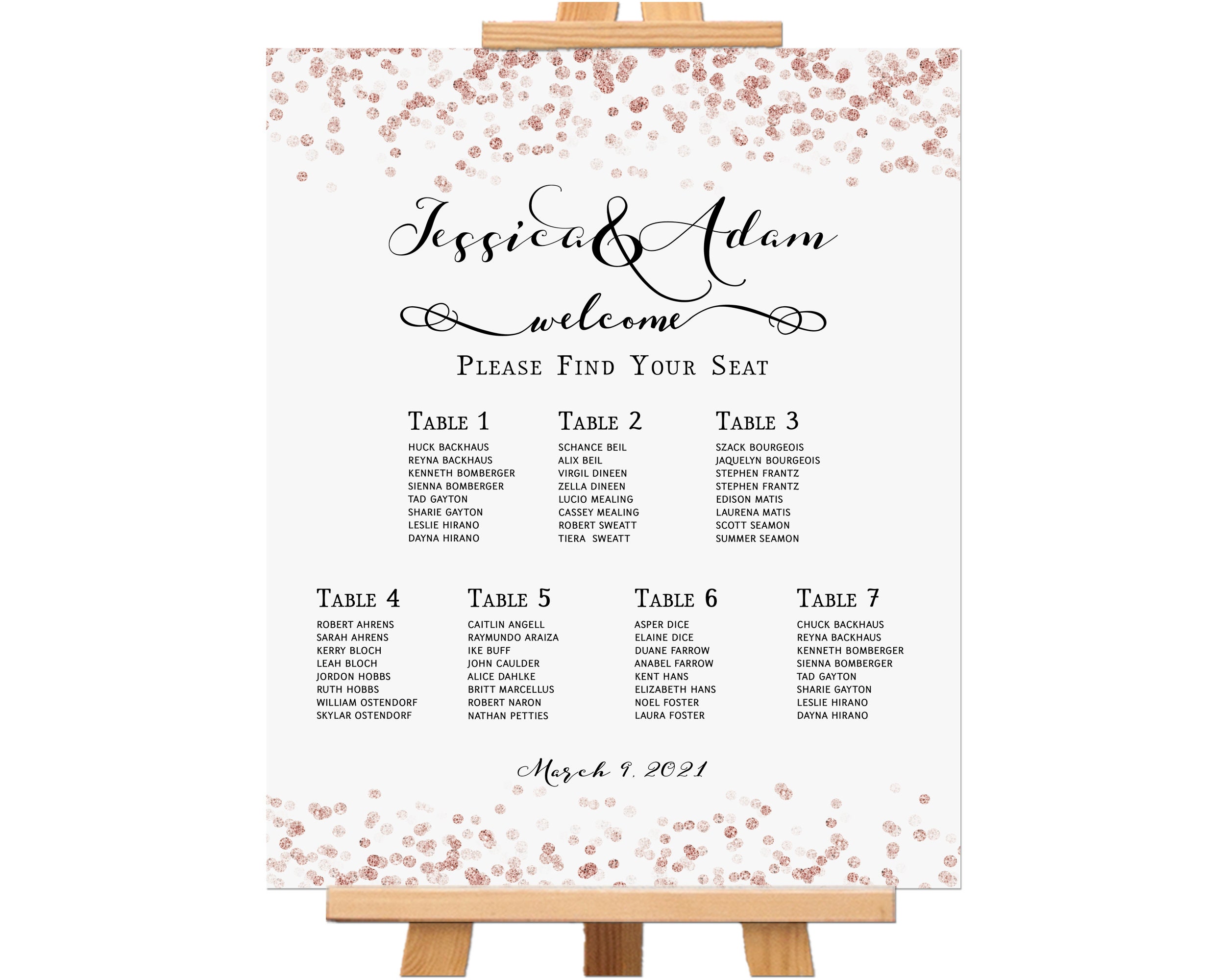 Rehearsal Dinner Decorations Rose Gold Wedding Seating Chart Etsy