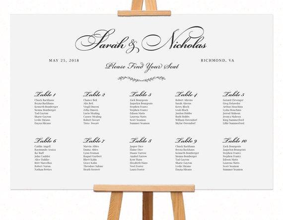 Dinner Table Seating Chart Template