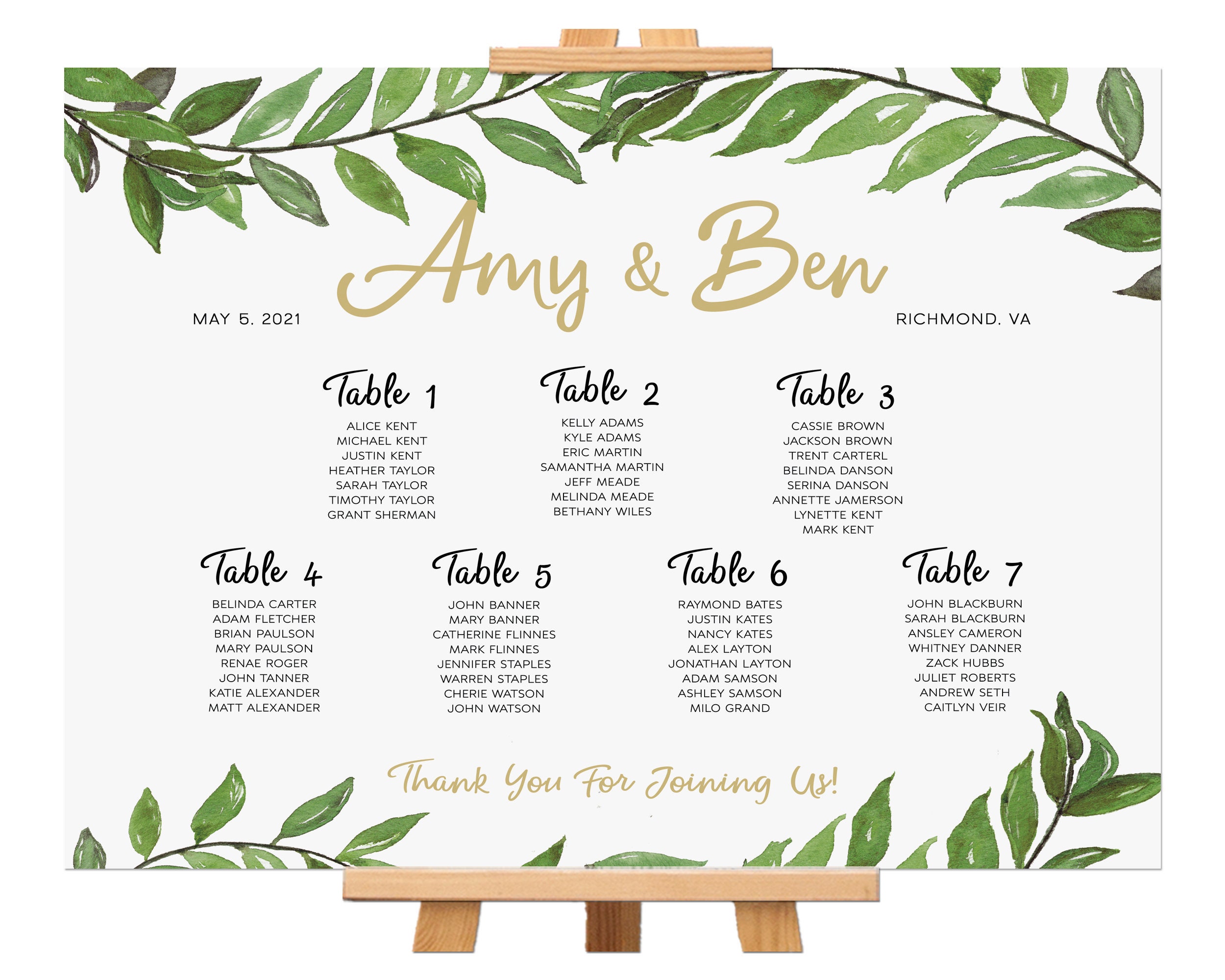 Rehearsal Dinner Decorations Seating Chart Table Assignment Etsy