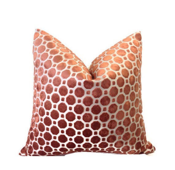 Robert Allen Copper Velvet Pillow Decorative Throw Pillow Etsy