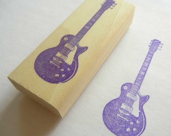 Musical Instrument Rubber Stamp - Les Paul Electric Guitar