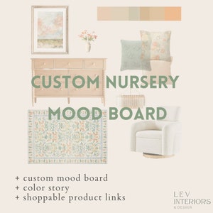 Mood Board de diseño de guarderías / Servicio personalizado de diseño de decoración de guarderías / Diseño de salas virtuales con enlaces de productos