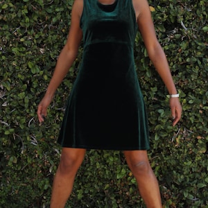 Vintage 90s Forest Green Velour Dress