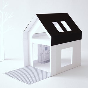 casa de muñecas moderna pdf svg modelo 01 casa de vacaciones estilo granero moderno plantilla de casa de papel