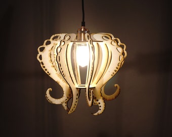 Octopus Lamp Laser cut Template Wood Pendant Light Chandelier Lamp lampshade plywood Digital Download