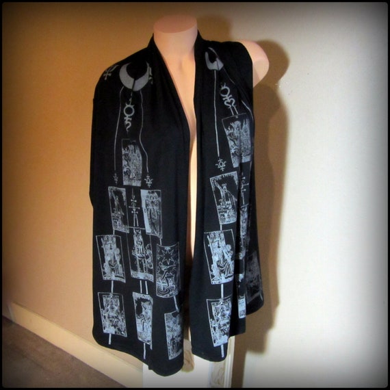 Tarot card scarf, Witchcraft altar cloth, witchy decor, occult alchemy sigil, Moon Goddess shawl, crystal grid divination, Pagan gift