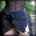 Pocket Belt Bag w/ leg strap, Bat wing utility belt, Vampire cosplay belt, larp, Witchy black vegan hip belt leg bag, thigh bag